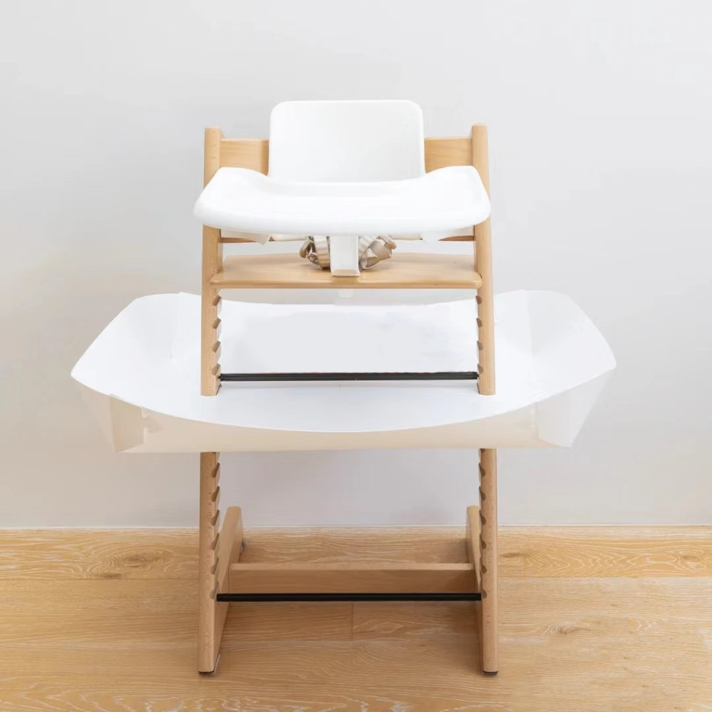 Child’s Floor-Mounted Food Catcher for Self-Feeding